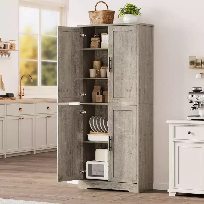 Alacena moderna de 70" - Estantería ajustable con puertas para cocina, baño y sala de estar