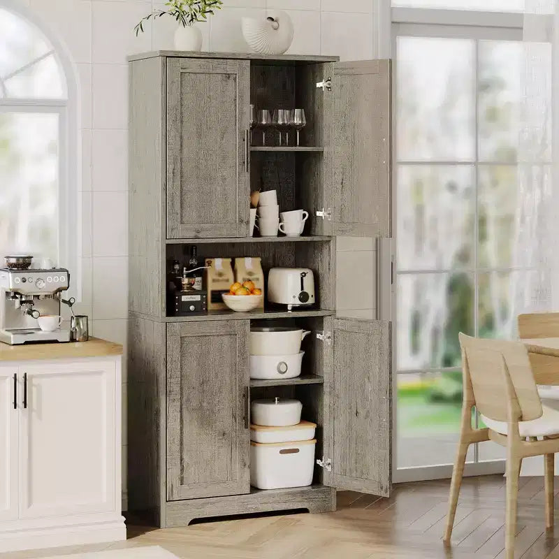 Alacena moderna de 70" - Estantería ajustable con puertas para cocina, baño y sala de estar