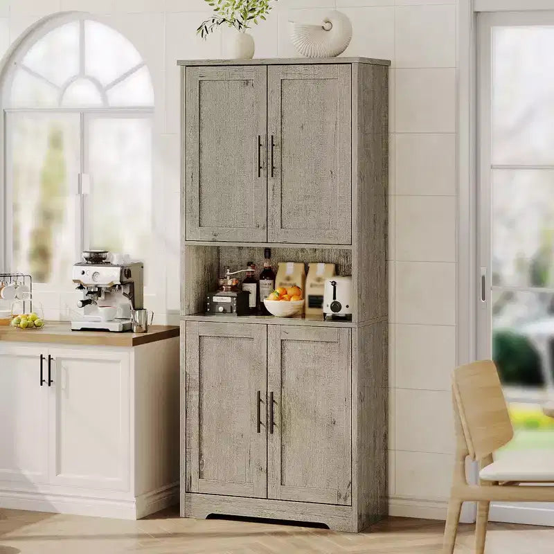 Alacena moderna de 70" - Estantería ajustable con puertas para cocina, baño y sala de estar