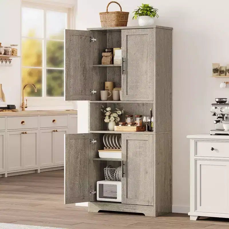 Alacena moderna de 70" - Estantería ajustable con puertas para cocina, baño y sala de estar