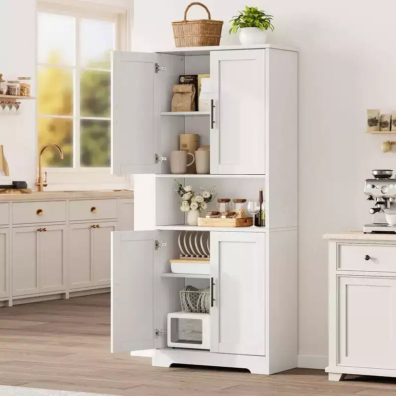 Alacena moderna de 70" - Estantería ajustable con puertas para cocina, baño y sala de estar
