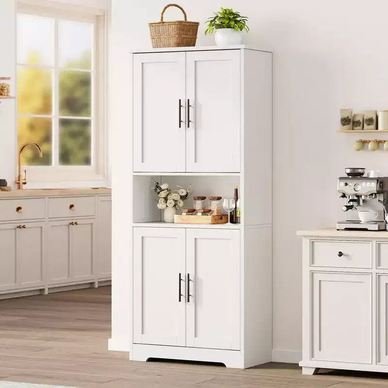 Alacena moderna de 70" - Estantería ajustable con puertas para cocina, baño y sala de estar