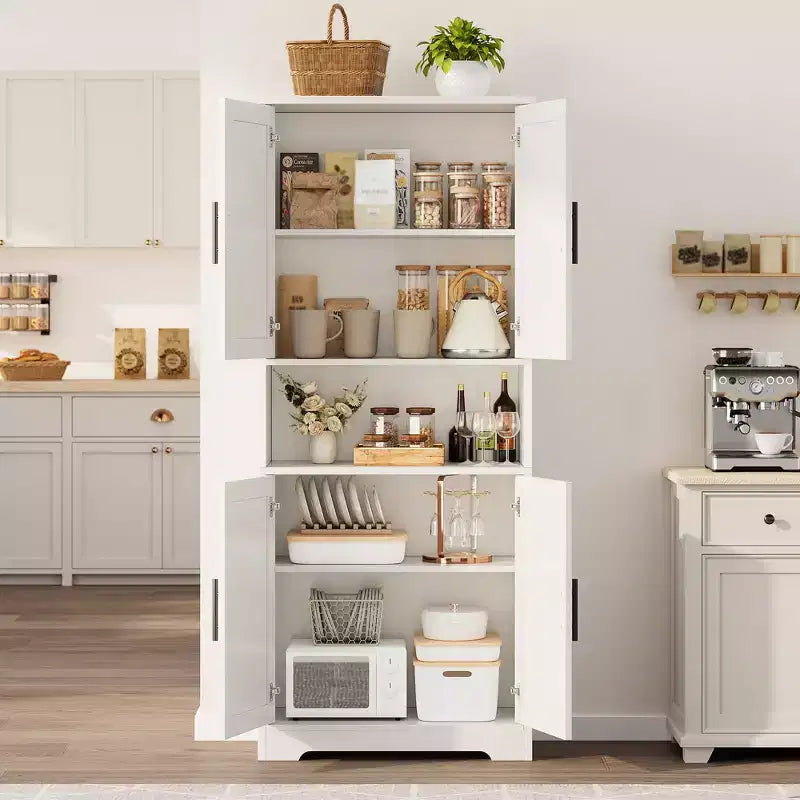 Alacena moderna de 70" - Estantería ajustable con puertas para cocina, baño y sala de estar