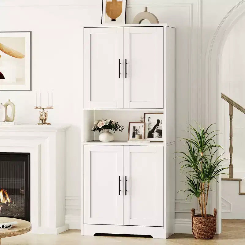 Alacena moderna de 70" - Estantería ajustable con puertas para cocina, baño y sala de estar