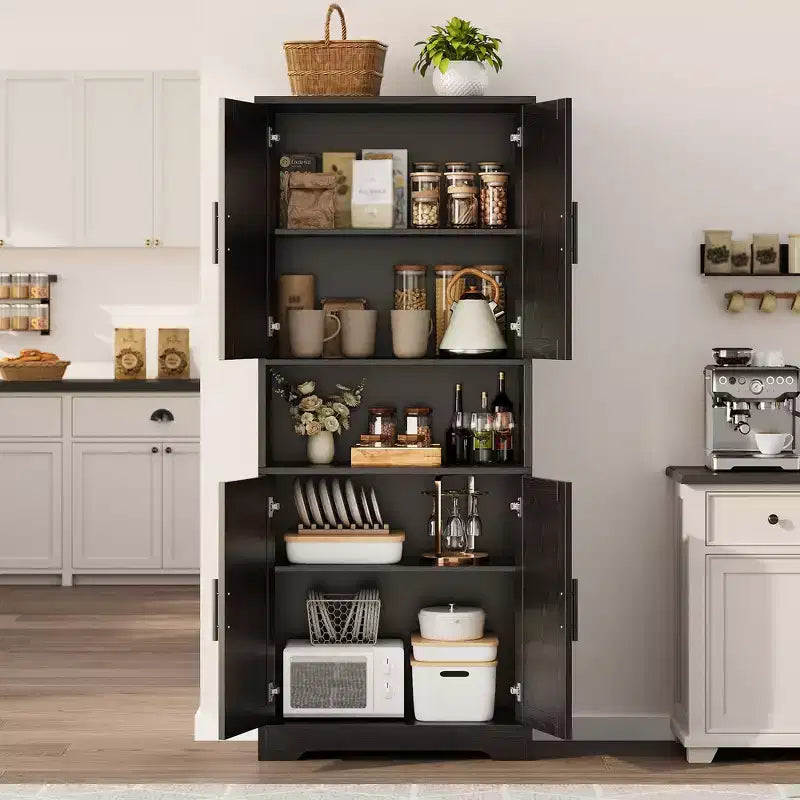 Alacena moderna de 70" - Estantería ajustable con puertas para cocina, baño y sala de estar