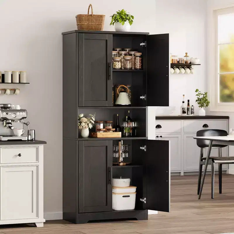 Alacena moderna de 70" - Estantería ajustable con puertas para cocina, baño y sala de estar