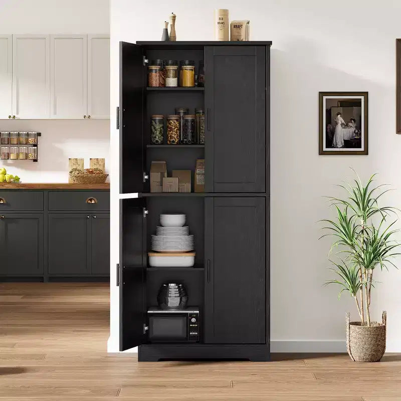 Alacena moderna de 70" - Estantería ajustable con puertas para cocina, baño y sala de estar
