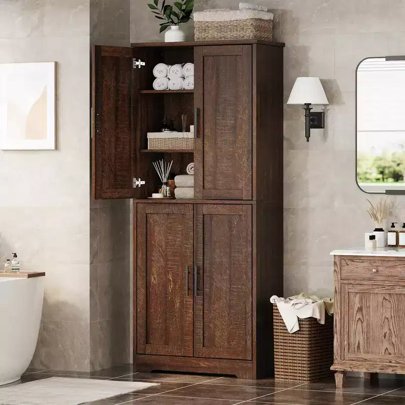 Alacena moderna de 70" - Estantería ajustable con puertas para cocina, baño y sala de estar