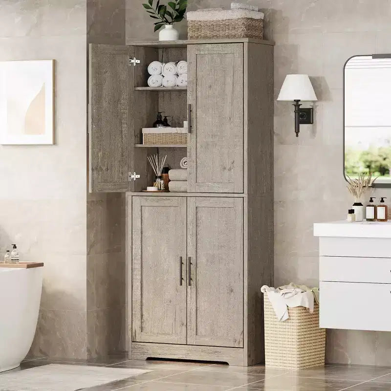 Alacena moderna de 70" - Estantería ajustable con puertas para cocina, baño y sala de estar