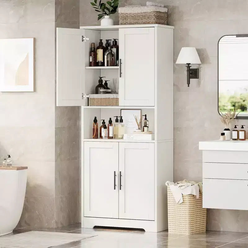 Alacena moderna de 70" - Estantería ajustable con puertas para cocina, baño y sala de estar