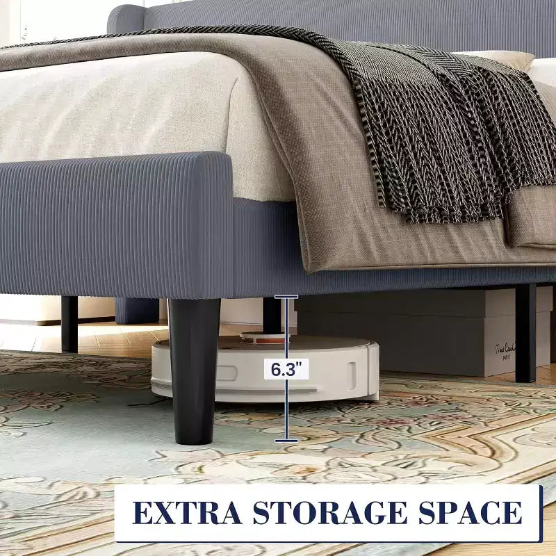 Base de cama King con cabecero alado, cama tipo plataforma tapizada en terciopelo, no necesita somier, soporte de listones de madera, sin ruidos, fácil montaje