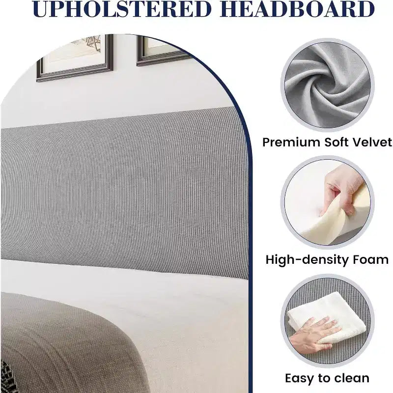 Base de cama King con cabecero alado, cama tipo plataforma tapizada en terciopelo, no necesita somier, soporte de listones de madera, sin ruidos, fácil montaje