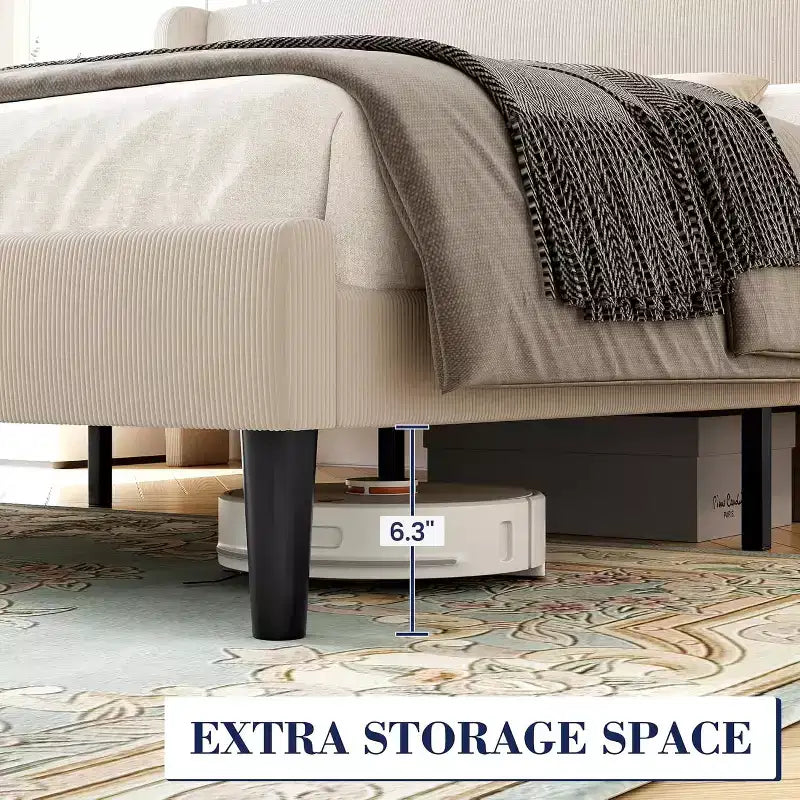 Base de cama King con cabecero alado, cama tipo plataforma tapizada en terciopelo, no necesita somier, soporte de listones de madera, sin ruidos, fácil montaje