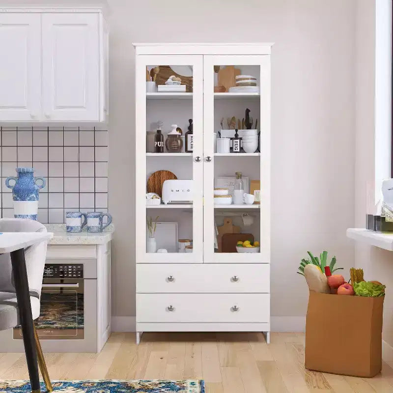 Estantería blanca y librería, vitrina moderna con cristal, estanterías grandes con gabinete de almacenamiento para oficina en casa, comercial