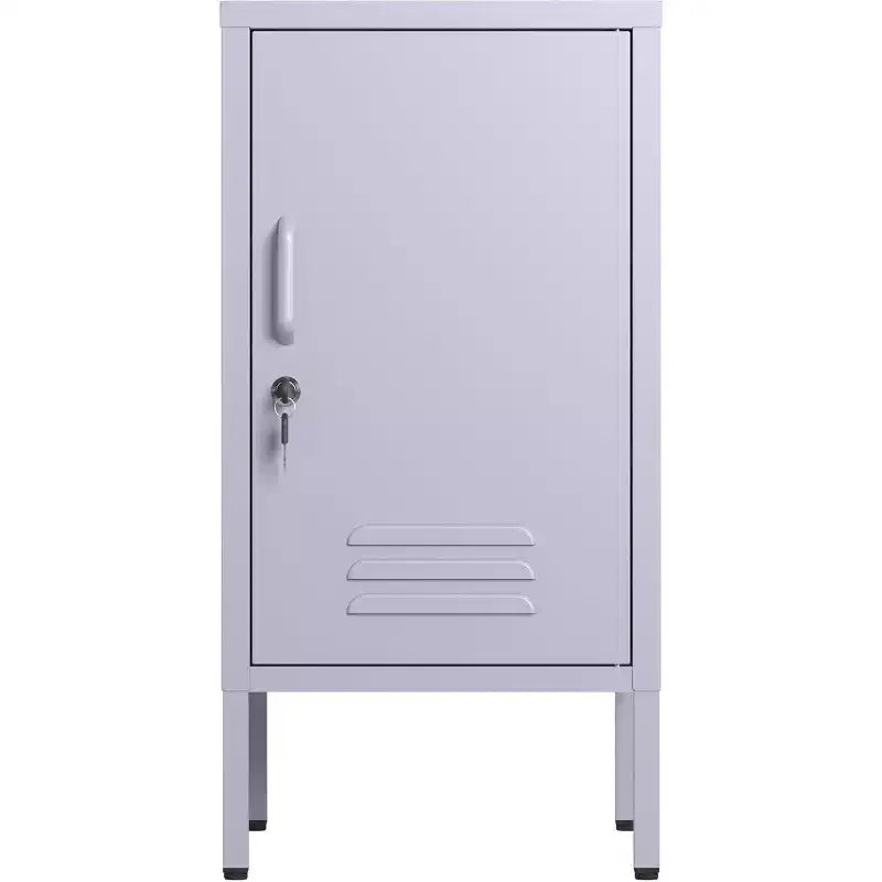 Mesita de Noche Metálica, Mesita de Noche con una Sola Puerta y 2 Estantes Ajustables, Armario Lateral Moderno para Dormitorio, Sala de Estar, Oficina