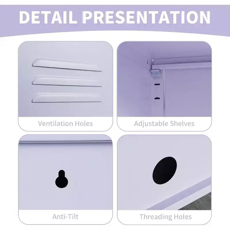 Mesita de Noche Metálica, Mesita de Noche con una Sola Puerta y 2 Estantes Ajustables, Armario Lateral Moderno para Dormitorio, Sala de Estar, Oficina