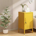 Metal Locker End Table, Single Door Nightstand with 2 Adjustable Shelves, Modern Bedside Side Cabinet for Bedroom, Living Room, Office