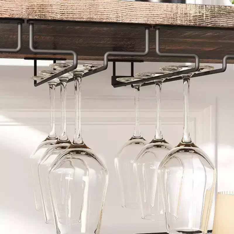 Bar compacto - Almacenamiento de vino con estantes ajustables y soporte para copas