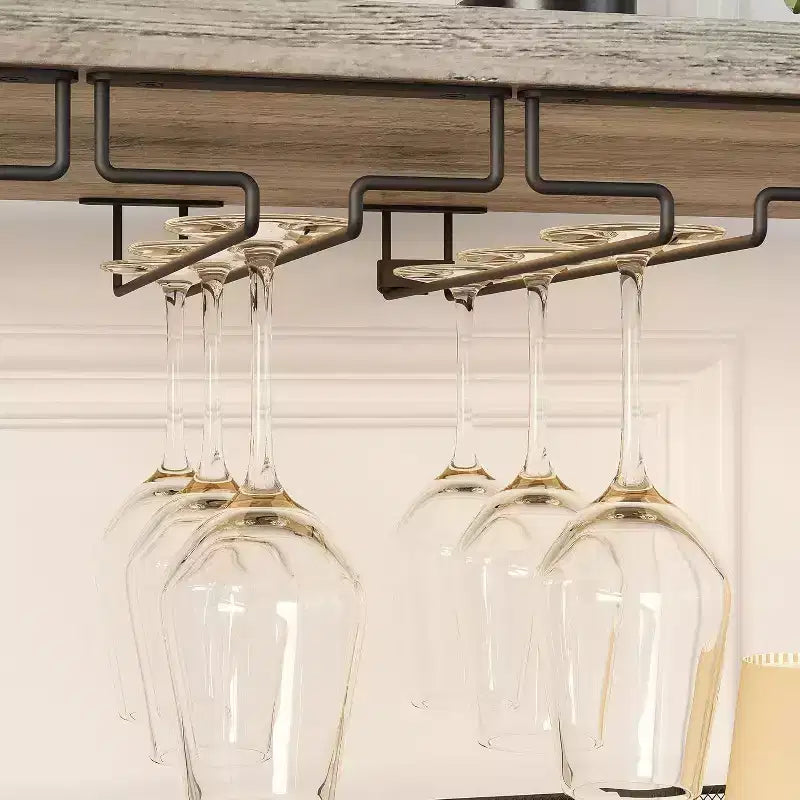 Bar compacto - Almacenamiento de vino con estantes ajustables y soporte para copas