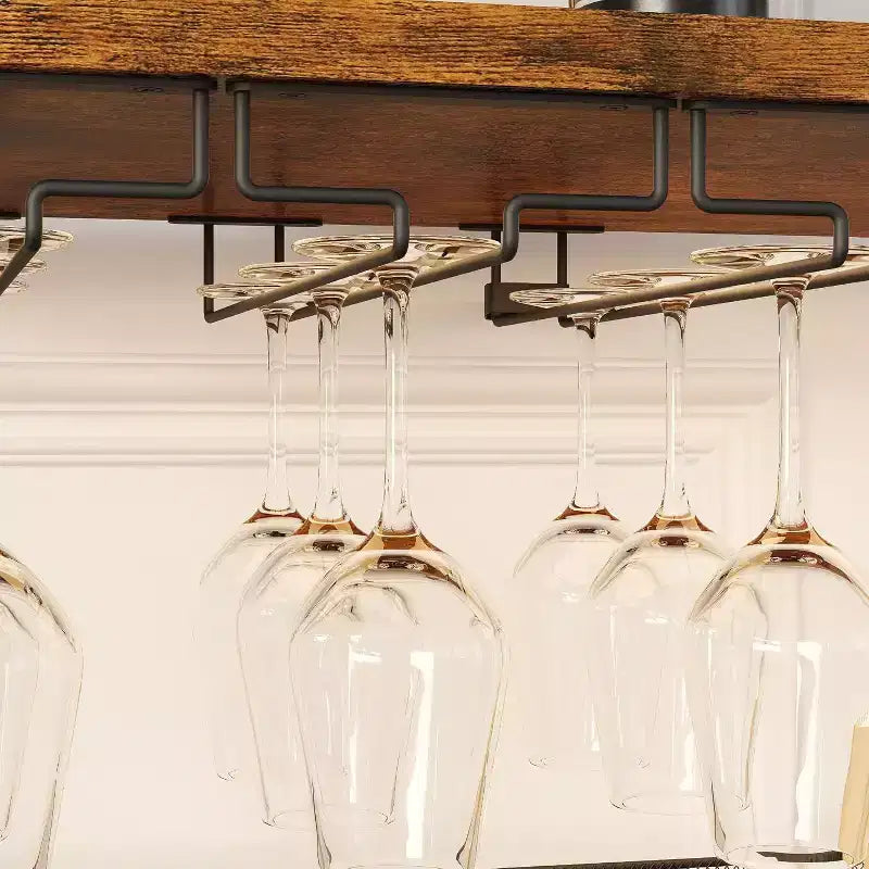 Bar compacto - Almacenamiento de vino con estantes ajustables y soporte para copas