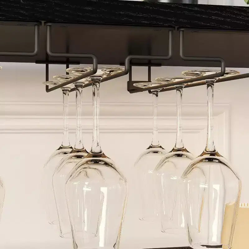 Bar compacto - Almacenamiento de vino con estantes ajustables y soporte para copas