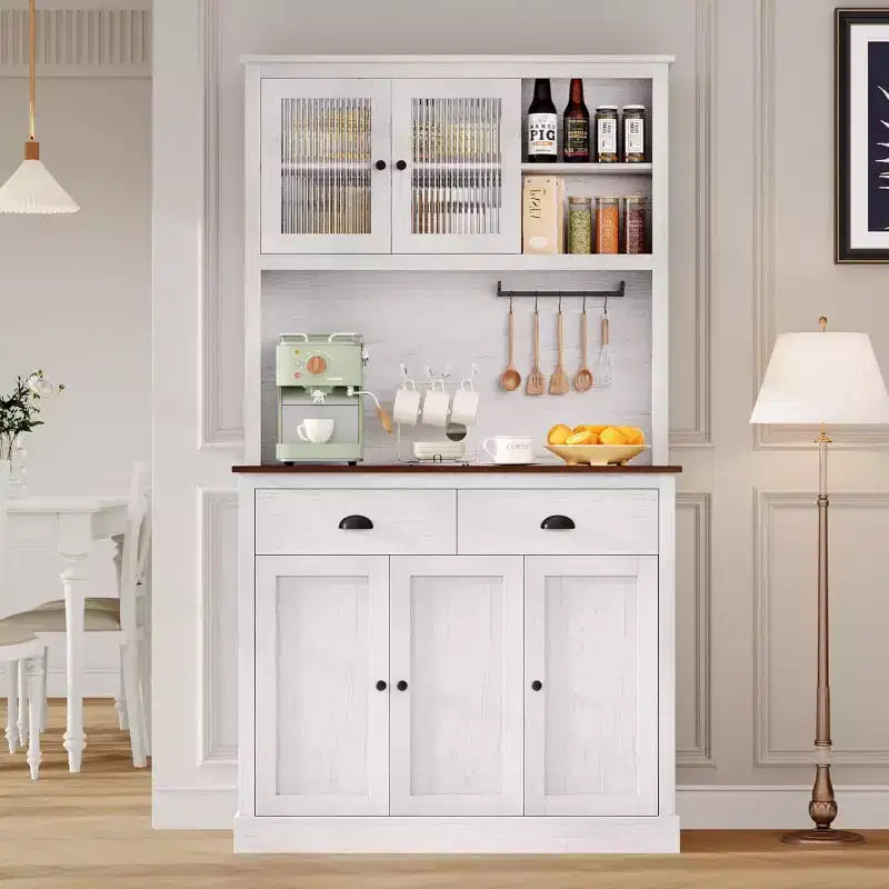 Bar compacto - Almacenamiento de vino con estantes ajustables y soporte para copas