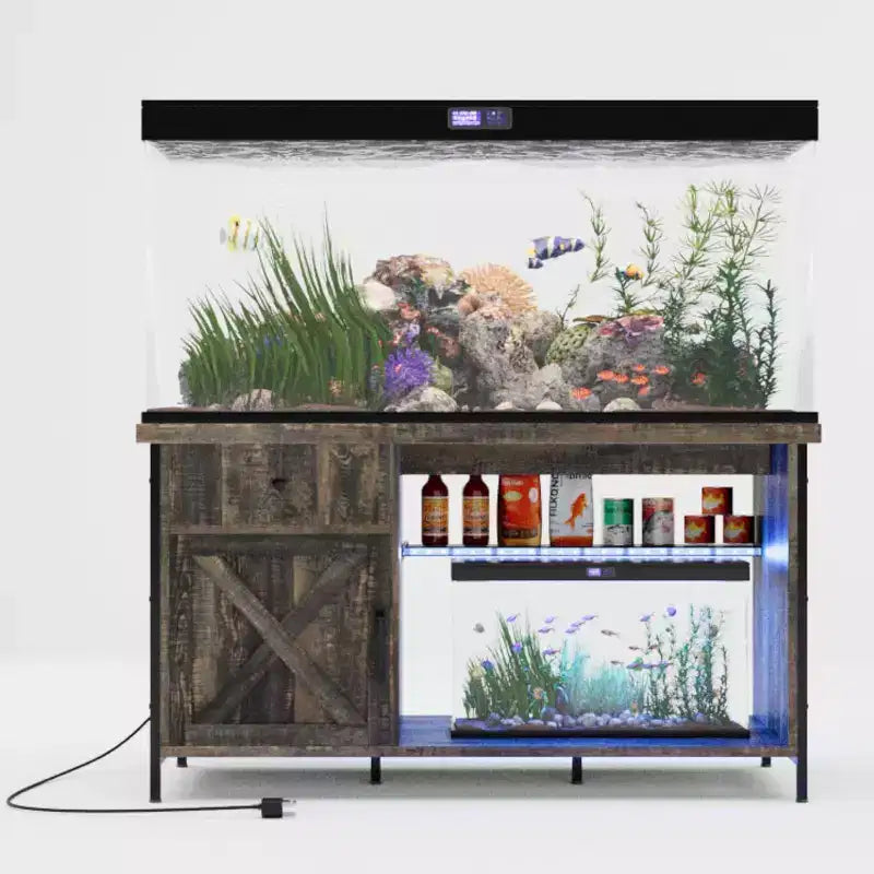 Mueble rústico para TV de hasta 65", Consola de medios estilo rústico con almacenamiento para discos de vinilo, cajones, tomas de corriente, centro de entretenimiento