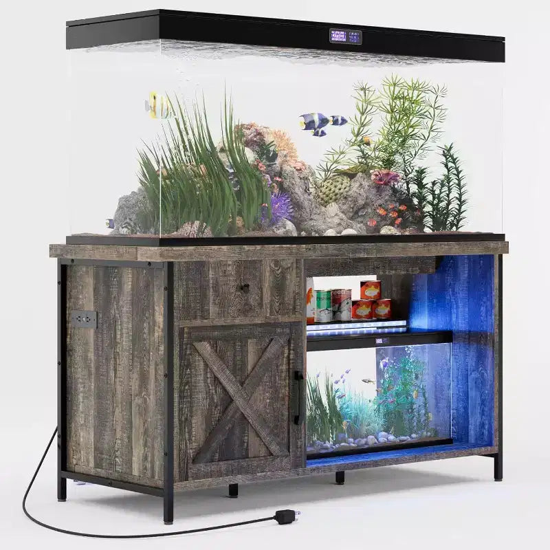 Mueble rústico para TV de hasta 65", Consola de medios estilo rústico con almacenamiento para discos de vinilo, cajones, tomas de corriente, centro de entretenimiento