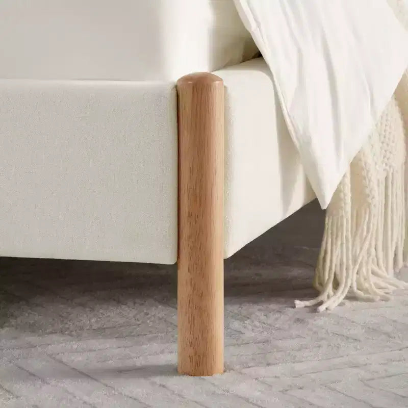 Base de cama de plataforma de madera totalmente tapizada