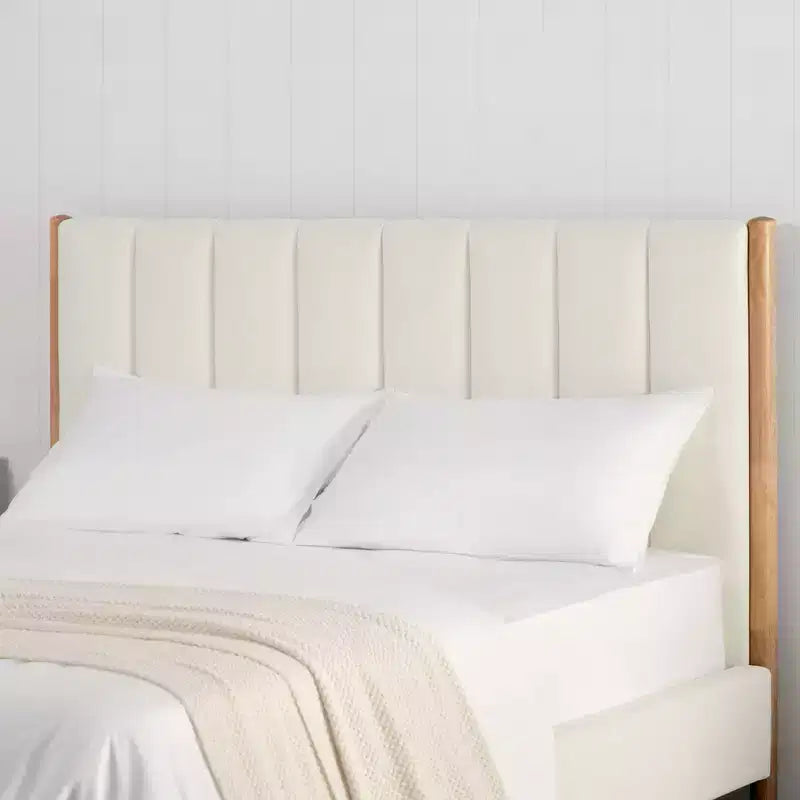 Base de cama de plataforma de madera totalmente tapizada