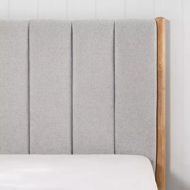 Base de cama de plataforma de madera totalmente tapizada
