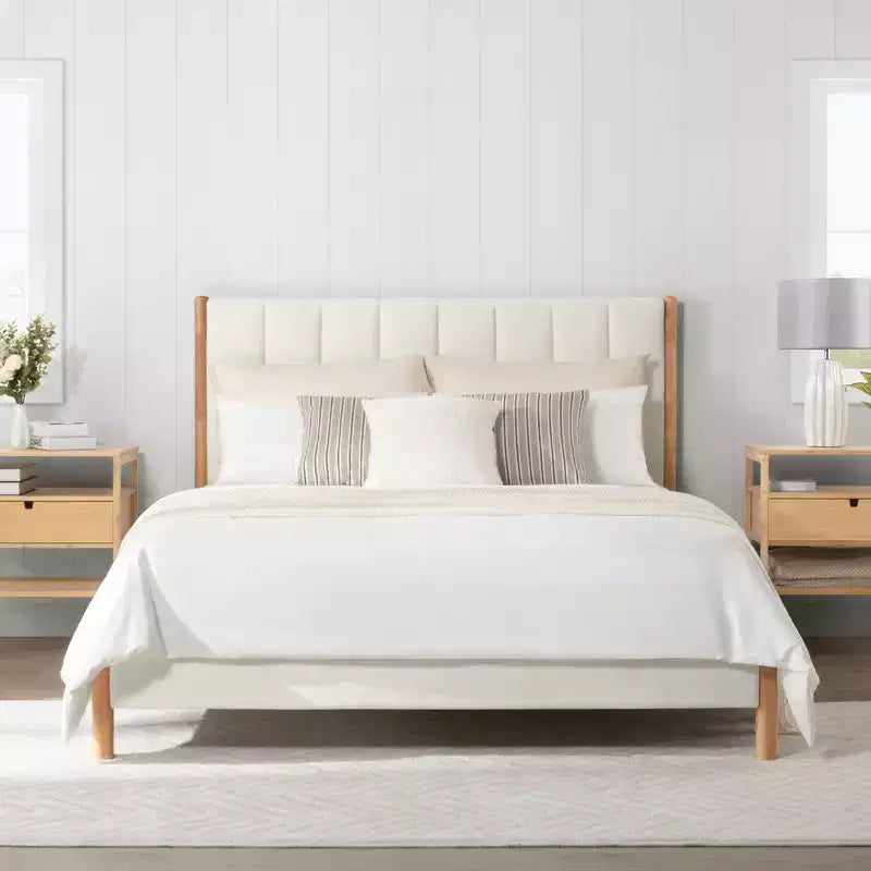 Spruce & Spring Fully Upholstered Wood Platform Bed Frame