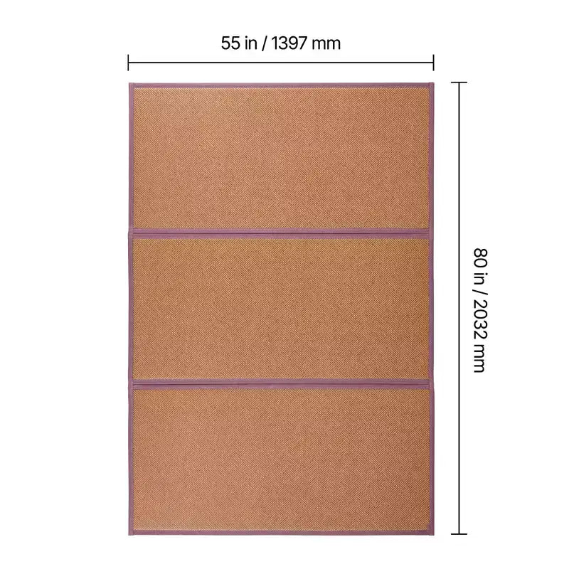 Tatami Japonés, 80 x 55 pulg. Plegable Tejido a Mano Ratán Natural, Antideslizante y Fácil de Limpiar, Marrón