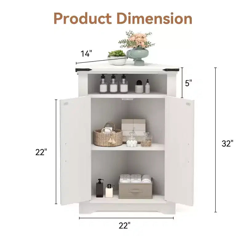Mueble Esquinero de Baño, Mueble Esquinero Pequeño con Puertas Correderas y Estante Ajustable, Mesa de Baño Estilo Granja para Espacios Pequeños en Cocina o Sala de Estar