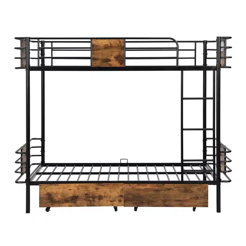 Litera de metal Twin XL sobre Twin XL con 2 cajones, estructura de acero de alta resistencia para niños, adolescentes y adultos