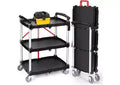 Foldable Utility Cart Heavy Duty 176 LBS Folding Service Cart w/ 360 Swivel Wheels Ergonomic Red Handle