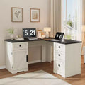60 L-Shaped Farmhouse Desk - File Drawers & Storage Cabinet, Corner Computer Desk for Home Office