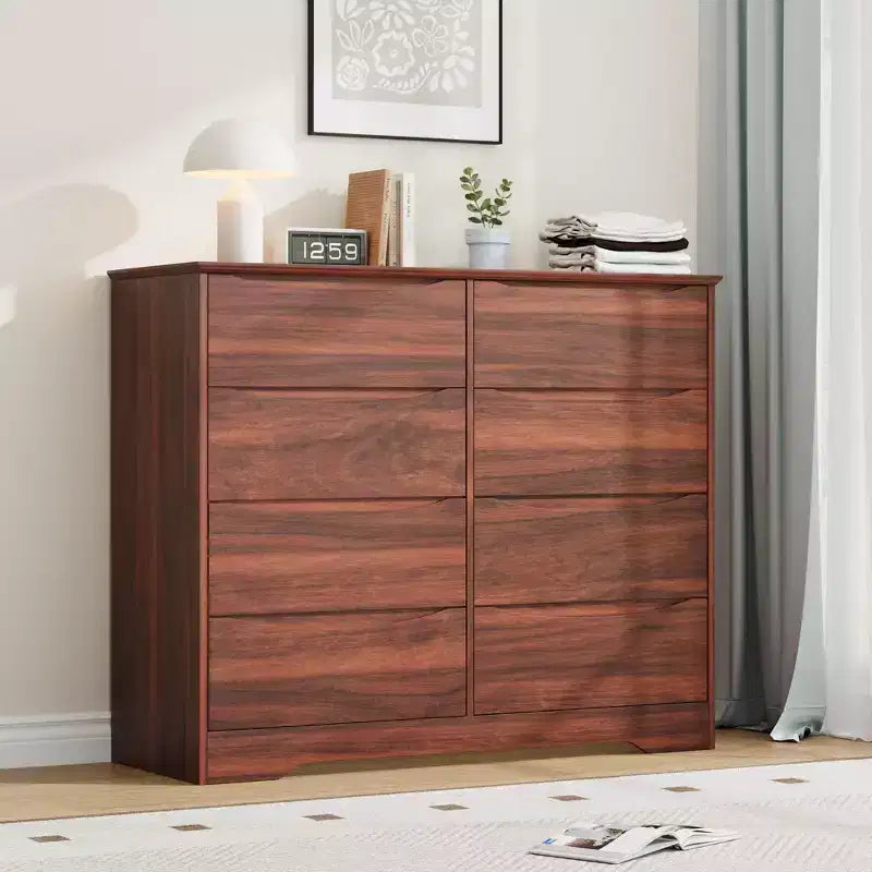 Cómoda de madera con 8 cajones, armario moderno con almacenamiento profundo, cómoda grande, cómoda de almacenamiento larga para dormitorio, sala de estar, pasillo