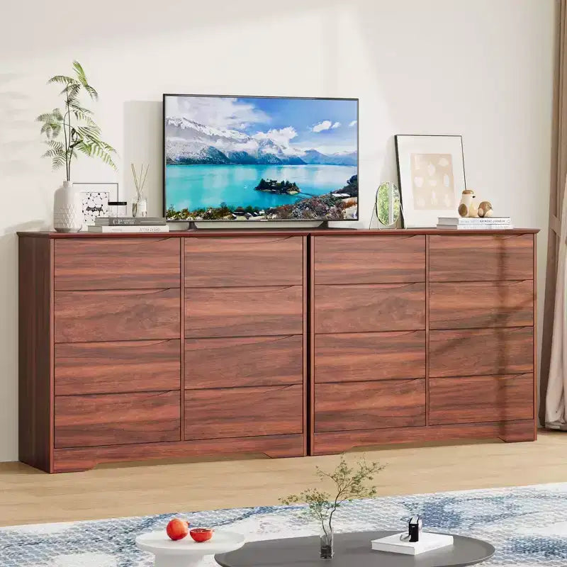 Cómoda de madera con 8 cajones, armario moderno con almacenamiento profundo, cómoda grande, cómoda de almacenamiento larga para dormitorio, sala de estar, pasillo