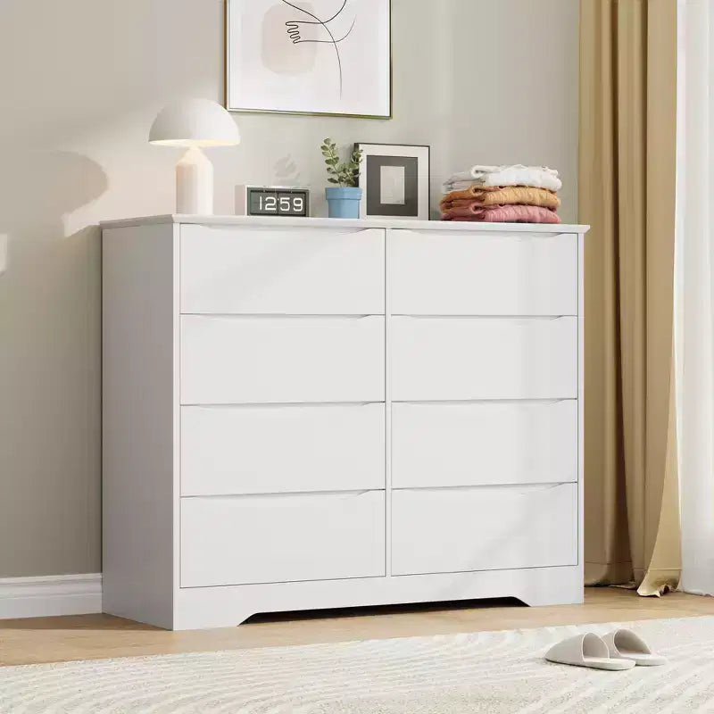 Cómoda de madera con 8 cajones, armario moderno con almacenamiento profundo, cómoda grande, cómoda de almacenamiento larga para dormitorio, sala de estar, pasillo