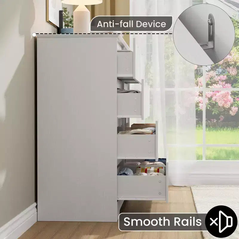 Cómoda de madera con 8 cajones, armario moderno con almacenamiento profundo, cómoda grande, cómoda de almacenamiento larga para dormitorio, sala de estar, pasillo