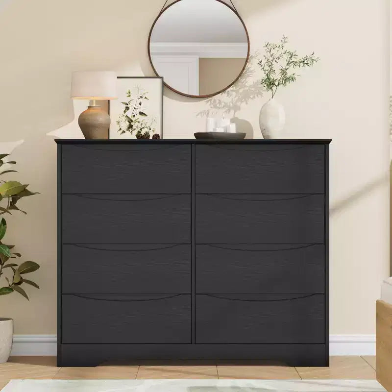 Wooden Dresser with 8 Drawers,Modern Closet with Deep Storage, Large Chest of Drawers, Long Storage Dresser for Bedroom, Living Room, Hallway