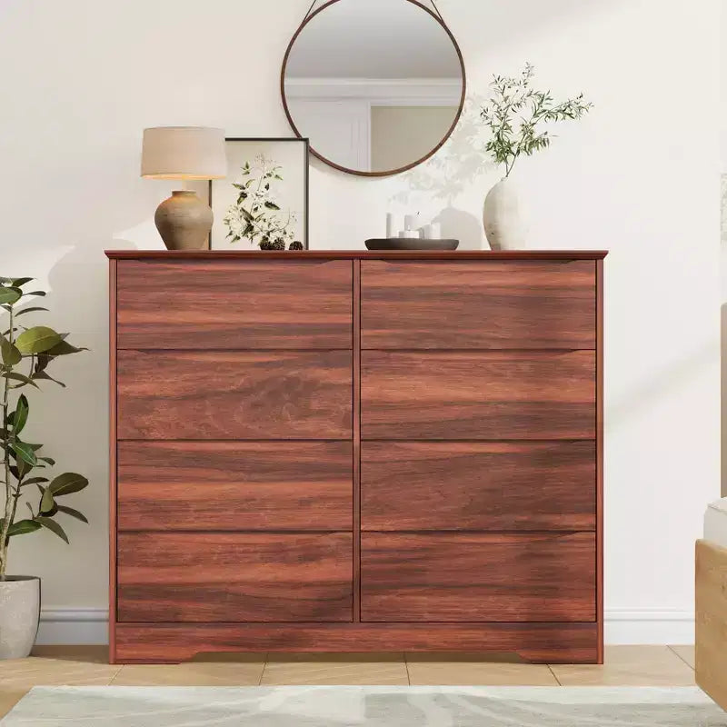 Cómoda de madera con 8 cajones, armario moderno con almacenamiento profundo, cómoda grande, cómoda de almacenamiento larga para dormitorio, sala de estar, pasillo