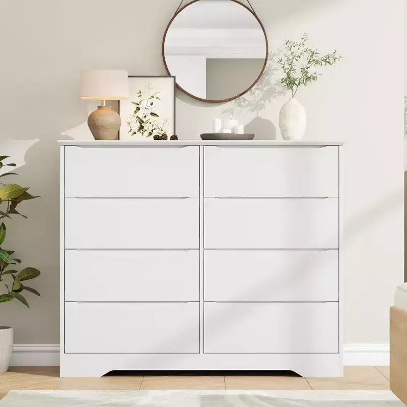 Cómoda de madera con 8 cajones, armario moderno con almacenamiento profundo, cómoda grande, cómoda de almacenamiento larga para dormitorio, sala de estar, pasillo