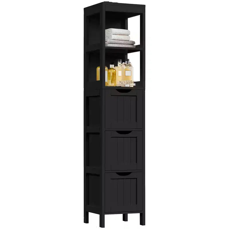 Yaheetech Modern Bathroom Storage Cabinet with 3 Drawers and 2 Open Shelves