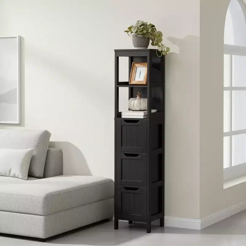 Mueble de Almacenamiento Moderno para Baño con 3 Cajones y 2 Estantes Abiertos