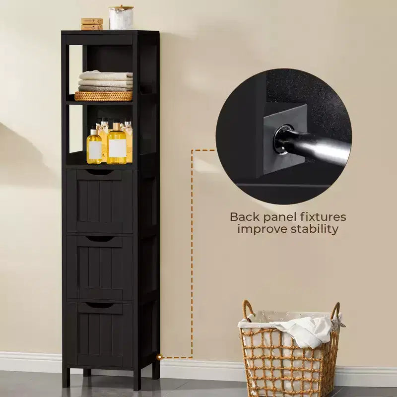 Mueble de Almacenamiento Moderno para Baño con 3 Cajones y 2 Estantes Abiertos