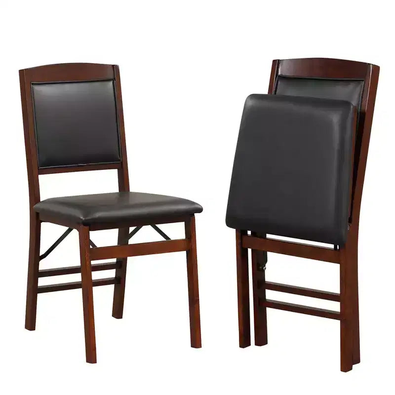 Costway 2/4 Pack Folding Dining Chairs Foldable Chairs with PVC Padded Seat & High Backrest Walnut/Black/Brown