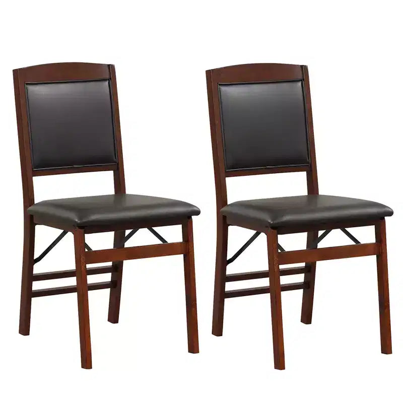 Sillas de comedor plegables de 2/4 unidades, sillas plegables con asiento acolchado de PVC y respaldo alto, nogal/negro/marrón