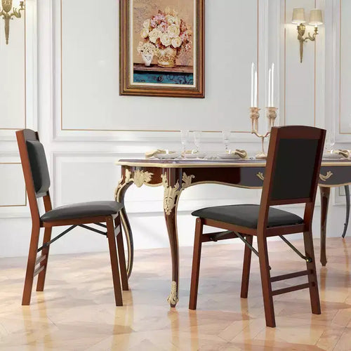 Sillas de comedor plegables de 2/4 unidades, sillas plegables con asiento acolchado de PVC y respaldo alto, nogal/negro/marrón